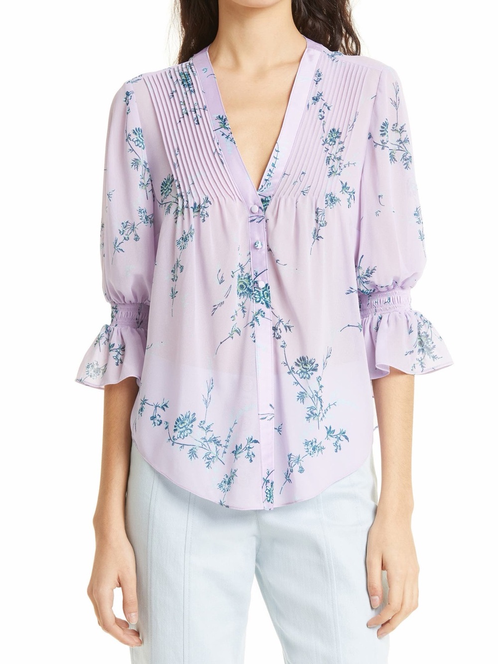 Cinq à Sept Jennings V-neck Floral Print Blouse - #405